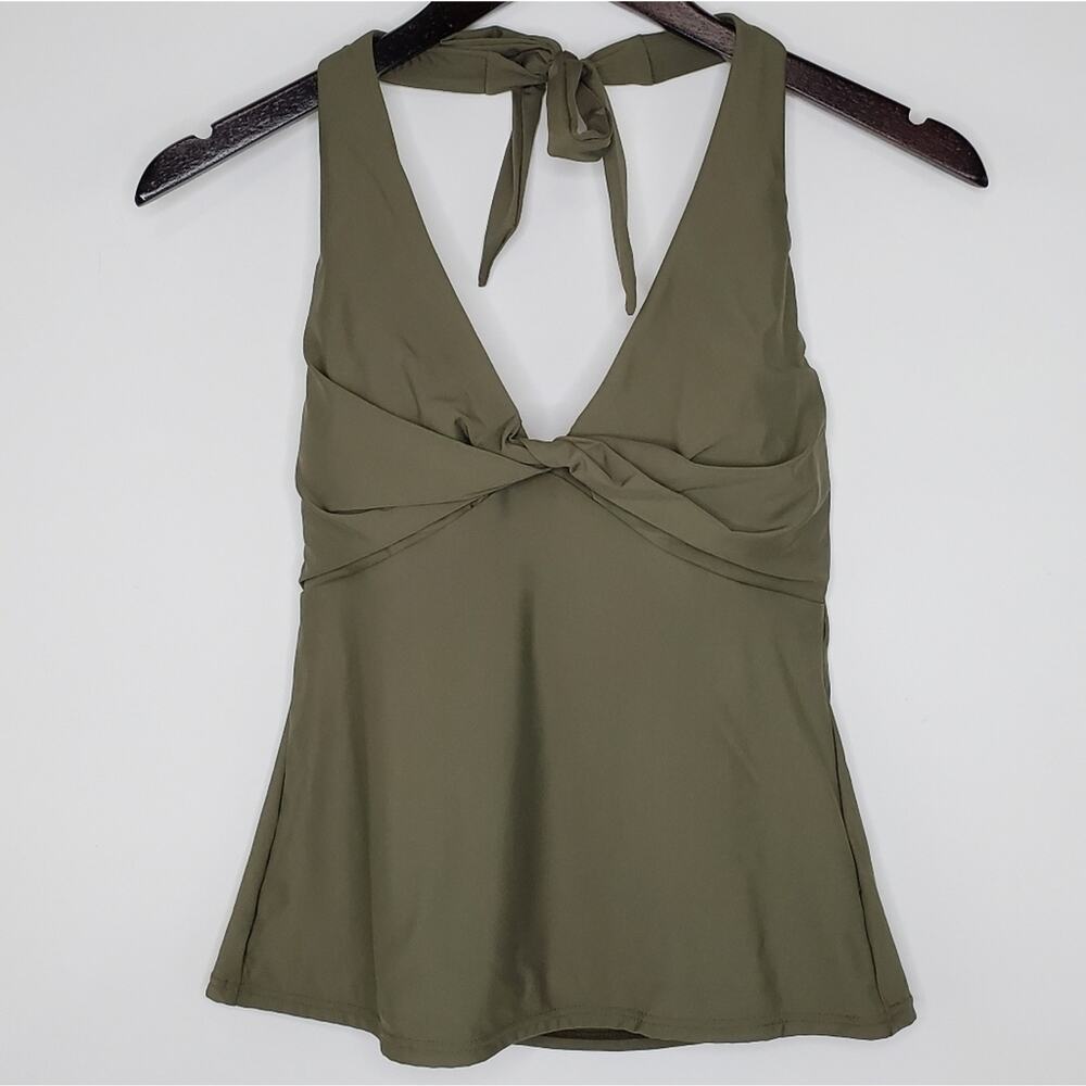 DKNY Twist-Front Halter Tankini Top